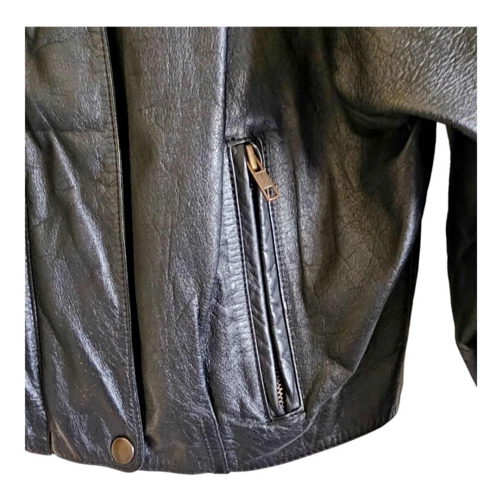 Nordstrom BP. Women's Black Leather Moto Jacket Coat Size Medium - Picture 6 of 14